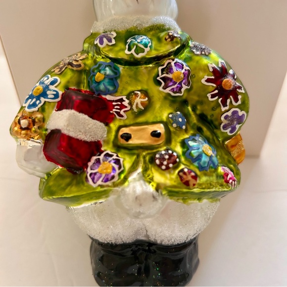 Christopher Radko Hopper B Topper Christmas Vibrant Rabbit Ornament with Top Hat - Picture 6 of 8